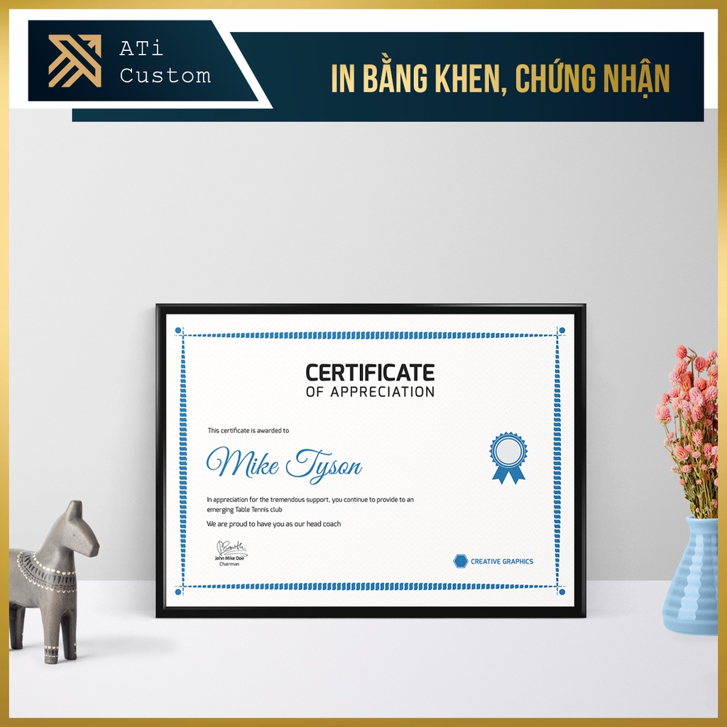 Thiết kế - In ấn bằng khen, giấy khen, giấy chứng nhận khổ chuẩn A4, thiết kế theo yêu cầu - có hỏa tốc- ATi Custom