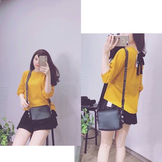 Áo voan tay lỡ đơn giản phối nơ cổ siêu xinh TTSLA0052