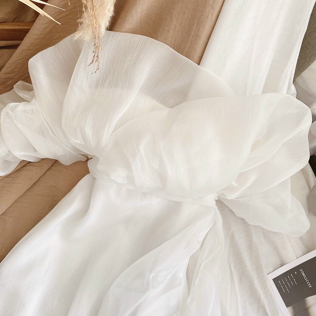 Đầm trắng dự tiệc Hà Kiều MSP01 xẻ tà ( Hình chụp thật ) | BigBuy360 - bigbuy360.vn