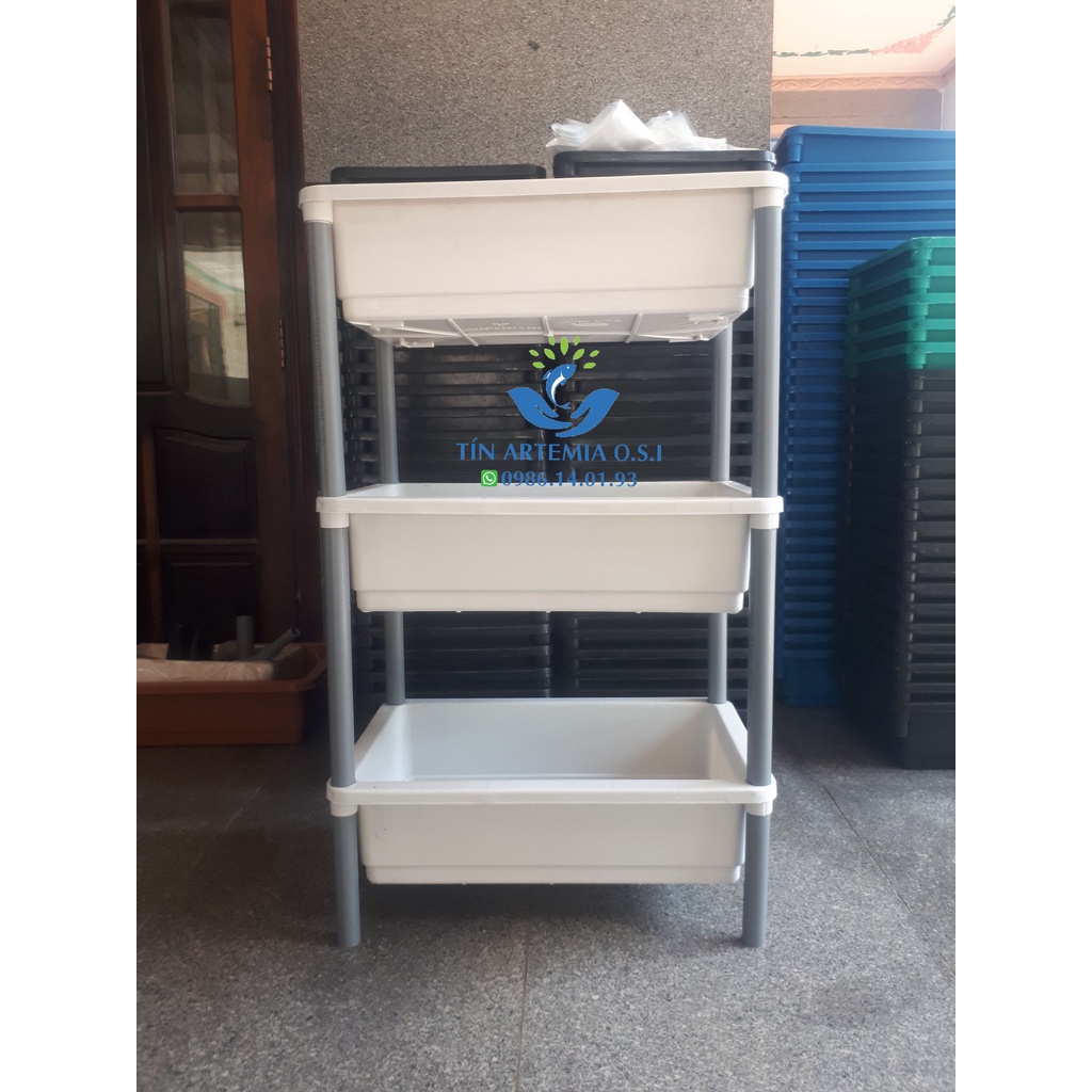 HOẢ TỐC - Bộ Khay Nhựa 3 Tầng Nuôi Cá, Trồng Rau 65x42x16