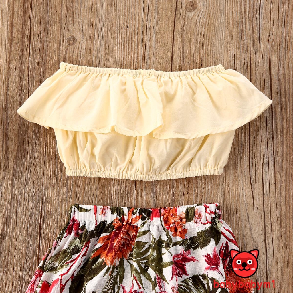 Set Áo Croptop Màu Trơn + Quần Lưng Cao Co Giãn Cho Bé Gái