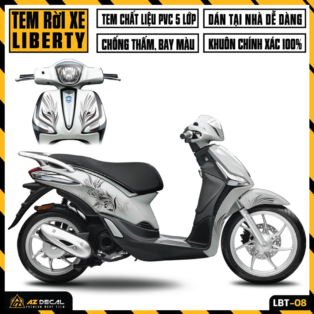 Decal Liberty Thiết Kế Nhẹ Nhàng | LBT-08 | Tem Dán Xe Máy Liberty 125 Chống Nước Dễ Dán Tại Nhà