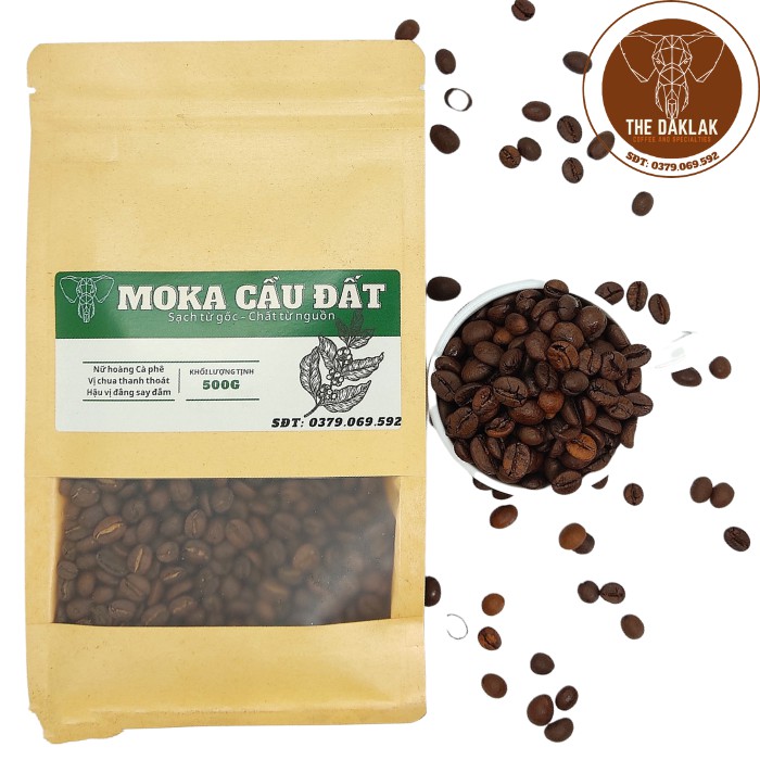 Cà phê Moka Cầu Đất nguyên chất rang mộc THE DAKLAK nữ hàng cà phê pha phin / pha máy/ cold brew. | BigBuy360 - bigbuy360.vn
