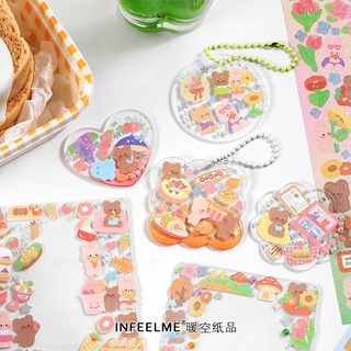 Sticker gấu nhũ trang trí toploader keyring