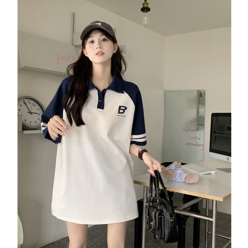 Áo polo Ngắn Tay Dáng Rộng Thời Trang Mùa Hè Dành Cho Nữ