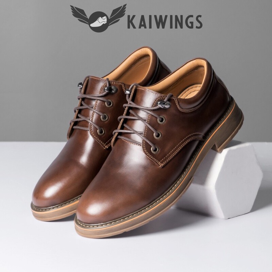 Giày Nam Cổ Thấp Da Bò Thật Đẹp Cao Cấp KAIWINGS Giày Đốc Nam Kiểu Hàn Quốc Chất Chơi GVN07
