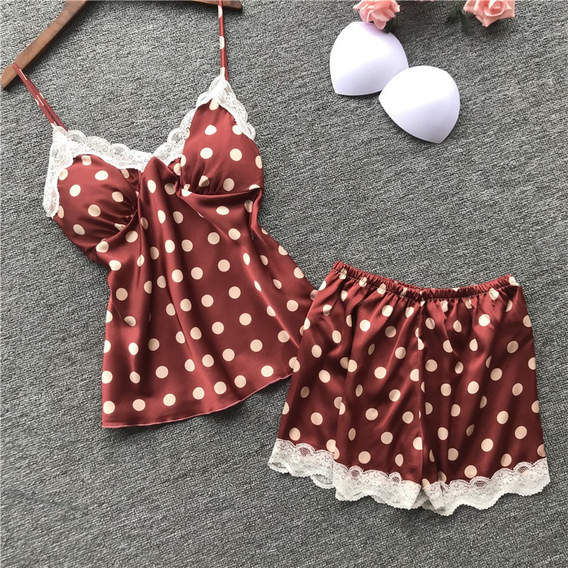 Đồ ngủ lụa sexy chấm bi TẶNG mút lót ngực 🔥SIÊU SALE🔥AMUSE V36 bigSize MLXL 65kg váy ngủ sexy cao cấp sale giá rẻ | BigBuy360 - bigbuy360.vn