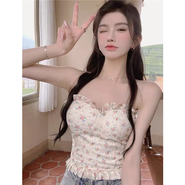 Áo Form Corset Croptop Cúp Ngực Hoa Văn Nhí Xinh Xắn | BigBuy360 - bigbuy360.vn