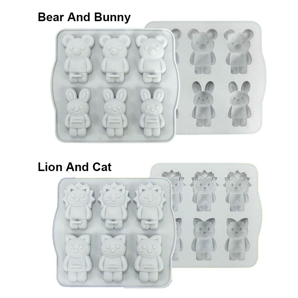 Khuôn Silicone Làm Bánh Mousse Hình Thỏ Phục Sinh / Gấu 3D 6 Ngăn DIY