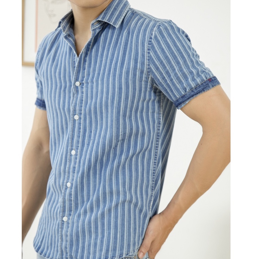 Áo Sơmi Nam Genviet Thô Kẻ Sọc T3321L1585