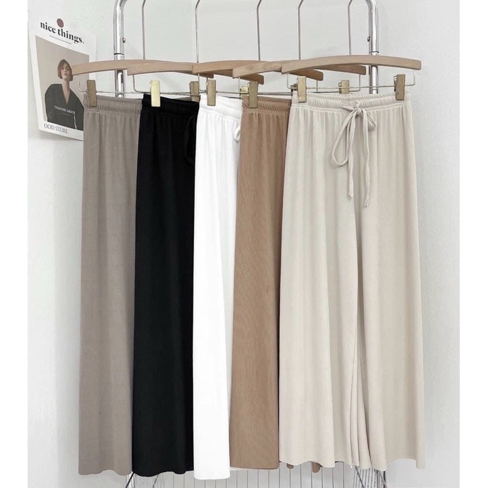 Quần culote gân tăm lạnh rút dây