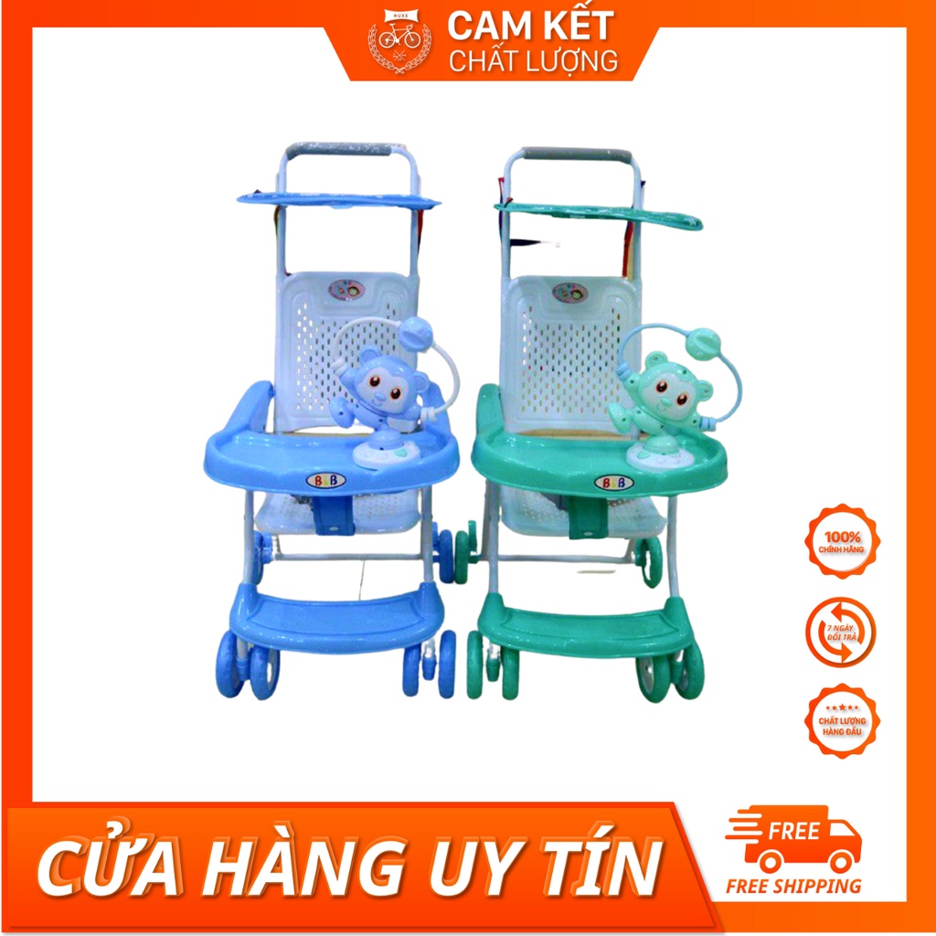 Xe đẩy du lịch cho bé có đồ chơi và nhạc cho bé có thể làm bàn ăn dặm Gập gọn tiện lợi đi du lịch nhựa cao cấp