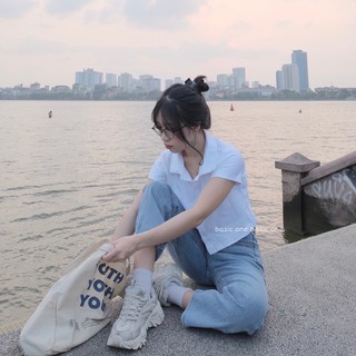 Áo croptop cổ Polo Bazic one