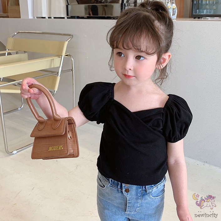 Áo tay ngắn phong cách Retro Hàn Quốc xinh xắn dành cho bé gái