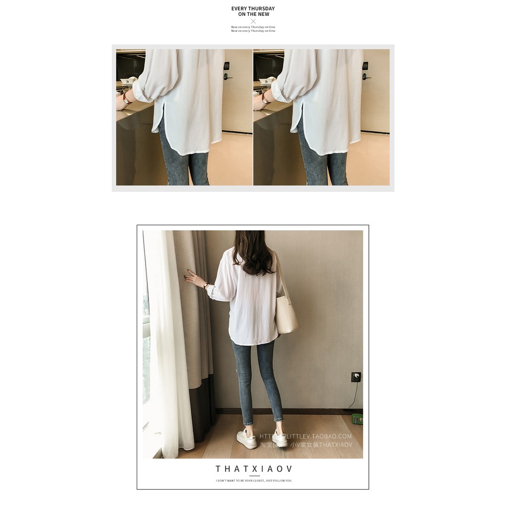 Áo Sơ Mi Chiffon Chống Nắng Màu Cầu Vồng Cột Dây Sau Lưng Thời Trang Hàn Quốc Cho Nữ