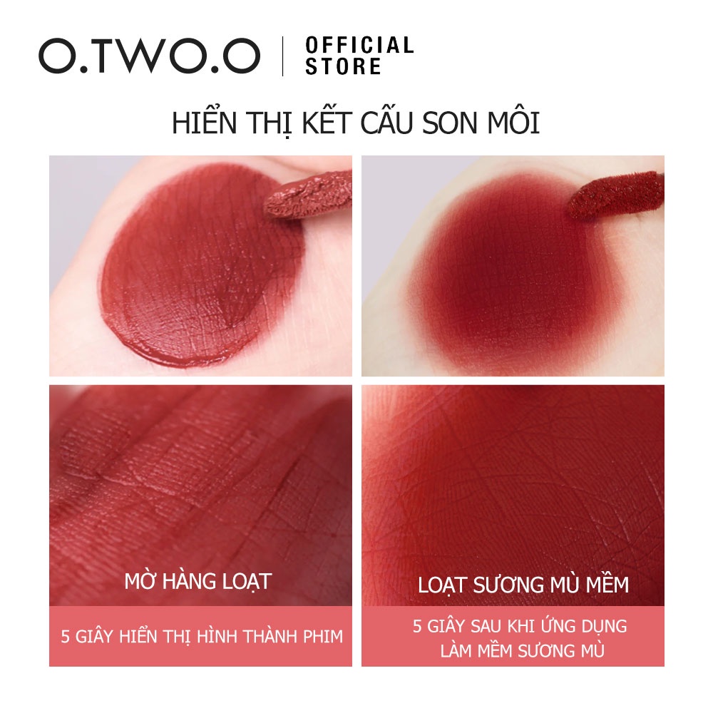 Son kem lì O.TWO.O 3ml gồm 20 màu sắc mềm mịn như nhung lâu trôi trang điểm cho môi | BigBuy360 - bigbuy360.vn