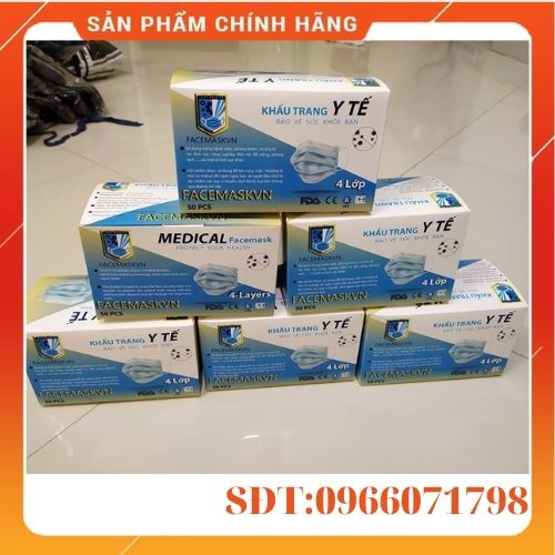 [ Chính hãng ] khẩu trang ý tế 4 lớp Facemaskvn cao cấp hàng xuất khẩu ( Hộp 50 chiếc )