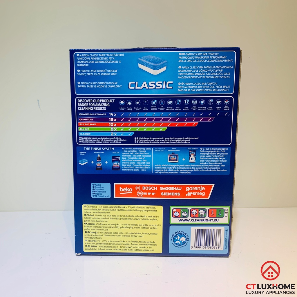 Viên rửa bát Finish Classic 57 viên, 90 viên, 100 viên, 110 viên, 120 viên - Hàng chính hãng