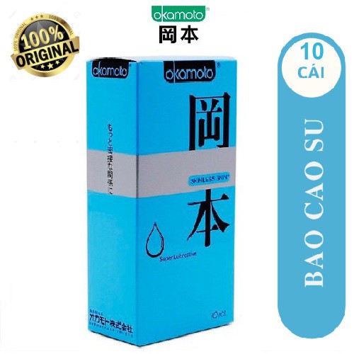 Bao cao su Okamoto Skinless Skin Super Lubricated [SỐC][CHÍNH HÃNG 100%] (10 Bao), Nhật Bản, BCS Siêu mỏng,Siêu bôi trơn