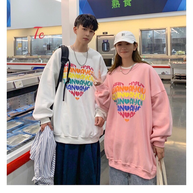 [FREESHIP] Áo Sweater Nỉ Bông In Hình Trái Tim Bảy Màu Siêu Đẹp (Kèm Ảnh thật + Video) | BigBuy360 - bigbuy360.vn