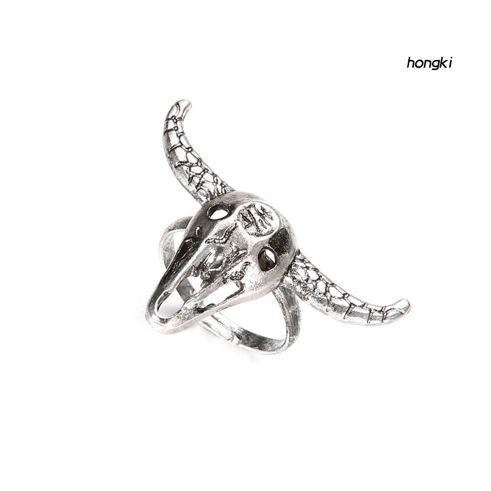 Nhẫn Hở Hình Đầu Lâu Bò Phong Cách Cổ Điển