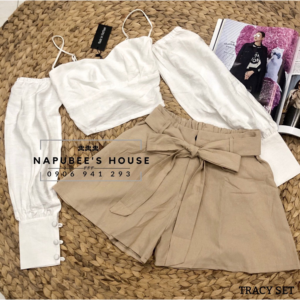 NAPUBEE Set ÁO Croptop Tay Dài &amp; Quần Short TRACY SET