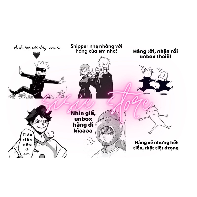 Tem decal dán gói hàng anime cute Jujutsu,Haikyuu
