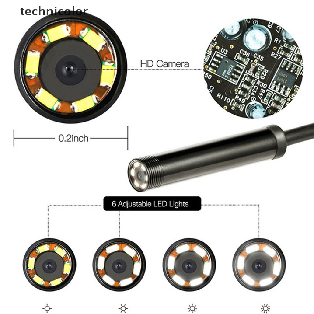 Camera nội soi Usb 6 bóng led 2m chống thấm nước cho Android Pc Jelly