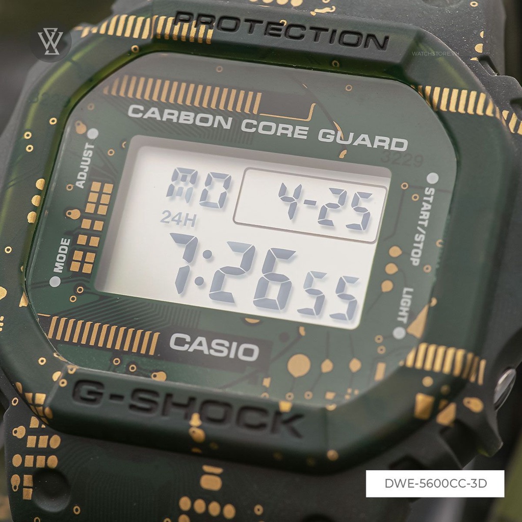 Đồng Hồ Điện Tử Nam Casio G-Shock WATCHSTORE DWE-5600CC-3DR Thiết Kế Mặt Kính Khoáng 43.8mm, Vỏ Carbon Và Dây Cao Su Bền