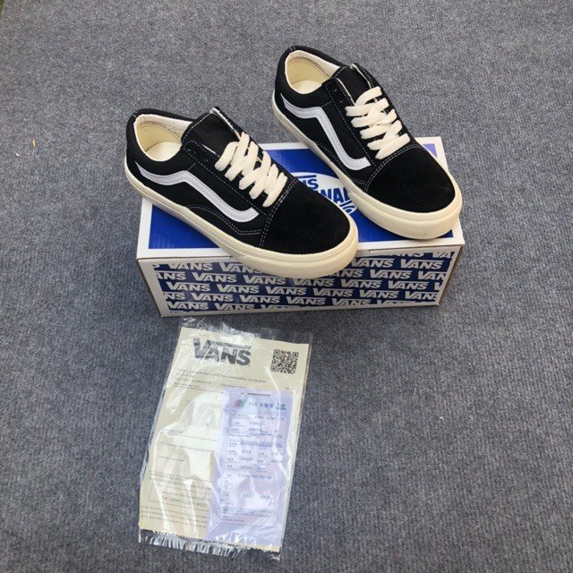 Giày Vans sneaker nam nữ, Giày thể thao  𝐕𝐚𝐧𝐬 𝐎𝐥𝐝 𝐒𝐤𝐨𝐨𝐥 cổ ngắn dáng đen kẻ trắng nhung nỉ cao cấp đế đúc cao su