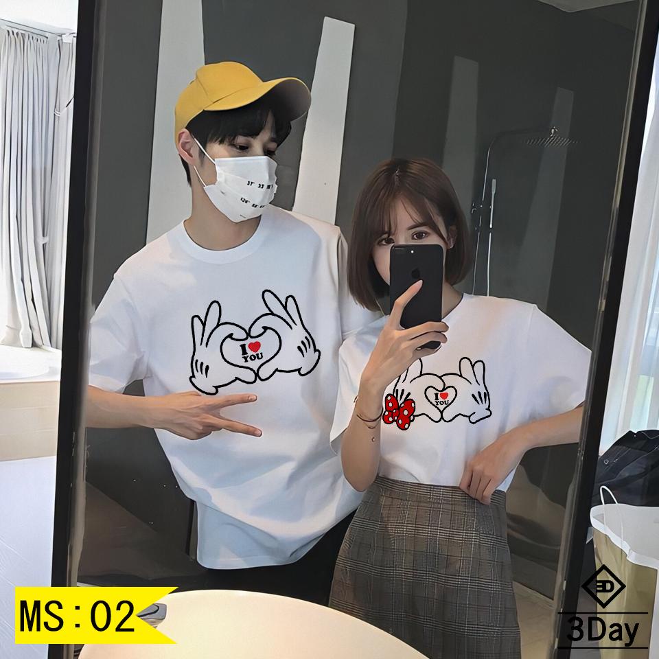 ÁO ĐÔI BÀN TAY TIM ILOVE CÁ TÍNH