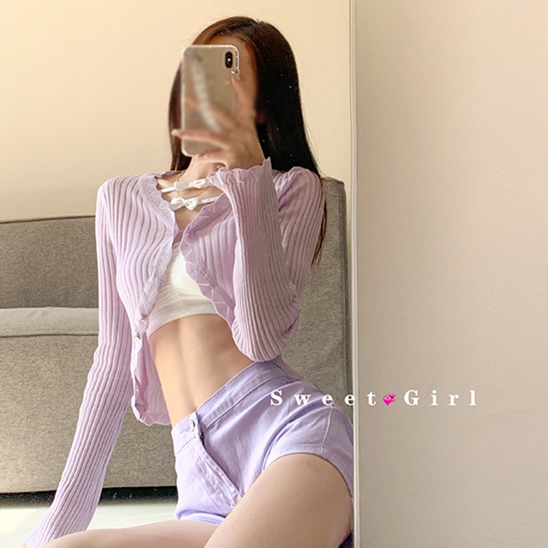 Áo Cardigan Dệt Kim Màu Sắc Đơn Giản Cho Nữ