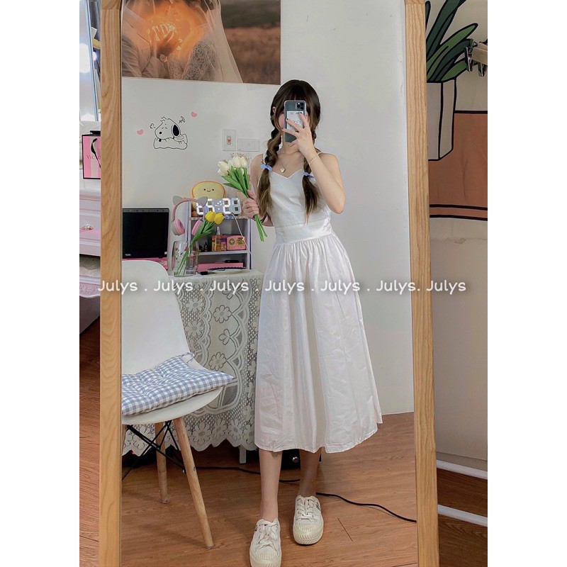 Váy hai dây thắt nơ lưng 3 màu