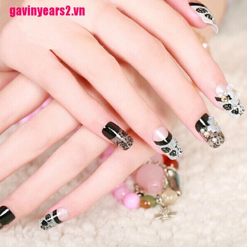 (Hàng Mới Về) Bộ 24 Móng Tay Giả Đính Đá Đáng Yêu