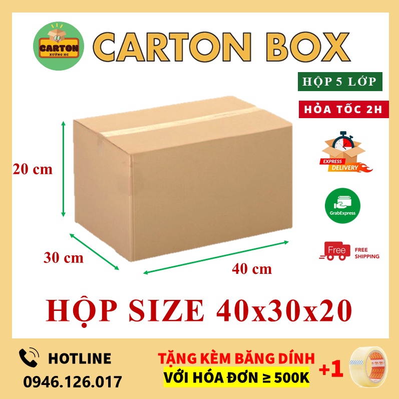 Hộp Carton 5 lớp 40x30x20 Giá Rẻ, Thùng Carton Đóng Hàng chỉ từ 599đ/h