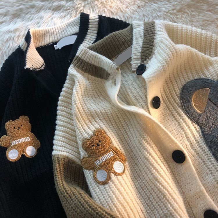 Áo khoác len thêu họa tiết phong cách Hàn Quốc cho nam