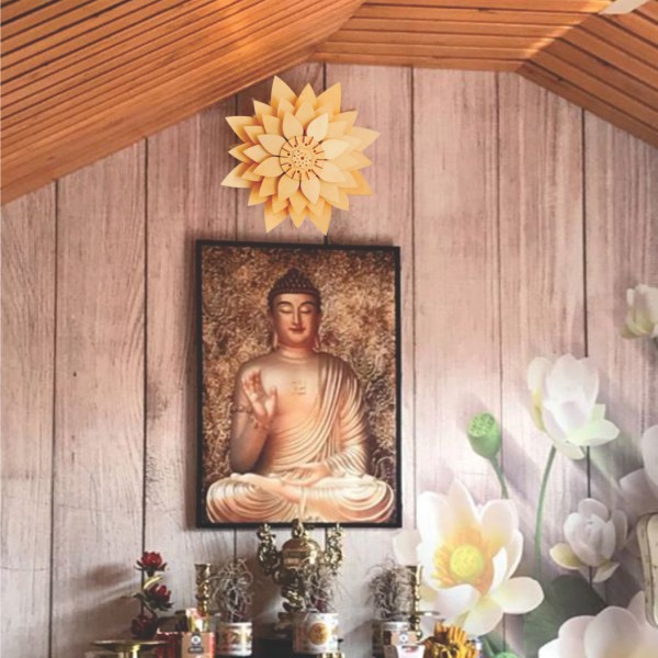 Đèn gỗ decor hình hoa sen trang trí thả trần, ốp tường quán cafe, khách Sạn, homestay.