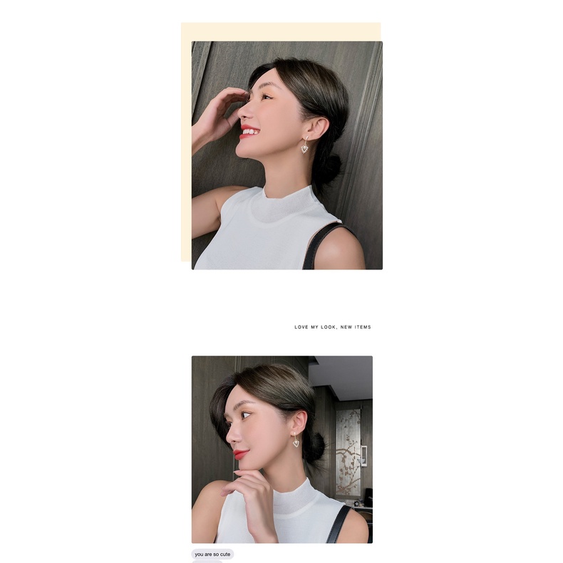 Bông tai đính ngọc trai Zircon hình thoi đơn giản mẫu mới 2020 cho nữ