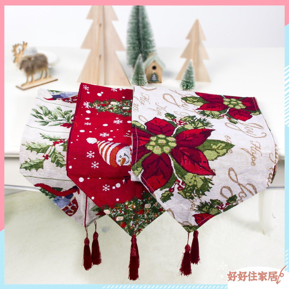 Khăn trải giữa bàn trang trí bằng cotton hoạ tiết Giáng Sinh dễ thương