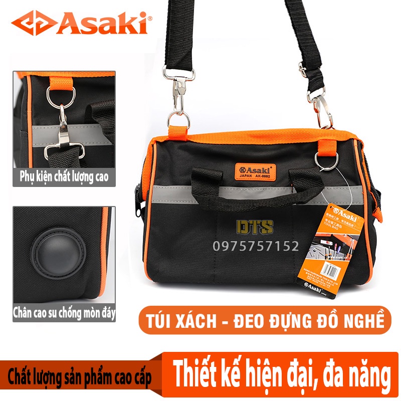 Túi đựng đồ nghề kỹ thuật Asaki, túi đựng dụng cụ sửa chữa đế cao su chống thấm nước, chịu lực, chống rách, túi đồ nghề