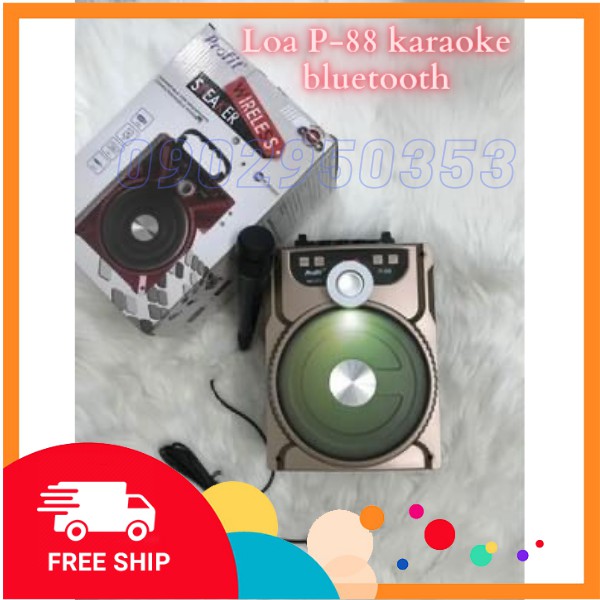 Loa karaoke mini di động P88 P89 -tặng kèm micro có dây-kết nối bluetooth