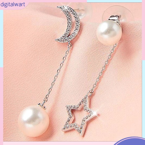 Khuyên Tai Dài Hình Trăng Sao Phong Cách Thanh Lịch Dành Cho Nữ