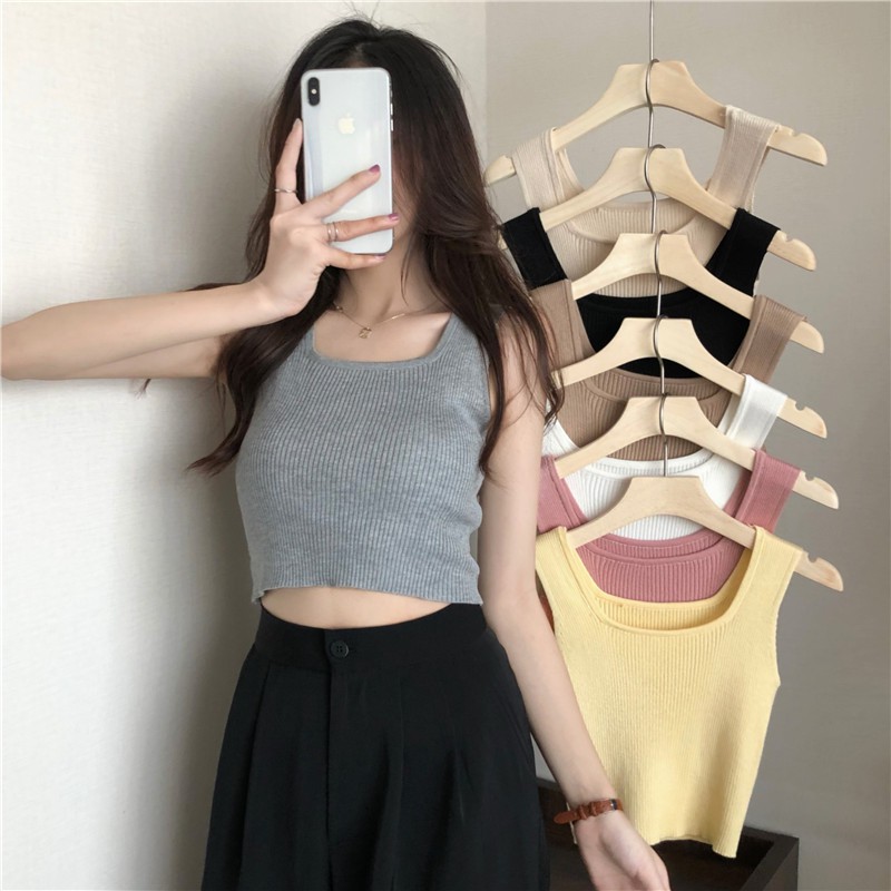 Áo Croptop Dệt Kim XIAOZHAINV Thiết Kế Trễ Vai Gợi Cảm | BigBuy360 - bigbuy360.vn