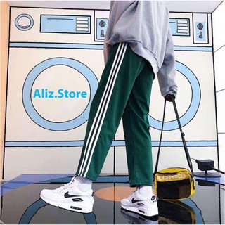 Quần Thun Thể Thao Xanh Lá Ống Suông Nam Nữ Unisex Chất Poly Mặc Mát Không Xù