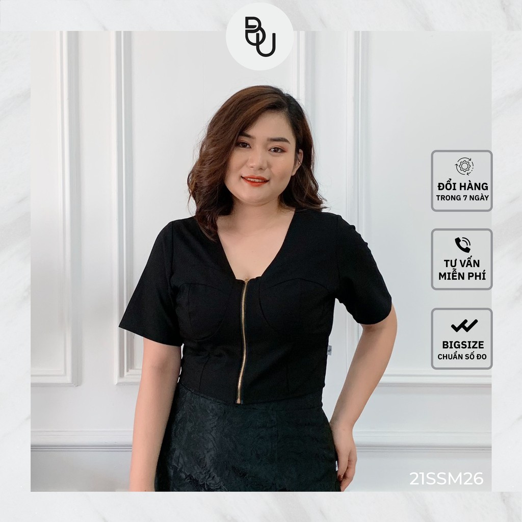 Áo croptop cắt cúp khóa dọc BIGSIZE (55kg đến 95kg) - 21SSM26 - [BUstu Bigsize]