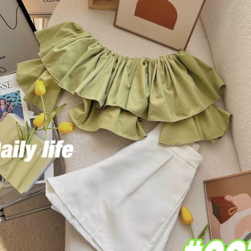 Áo Bẹt Vai CROPTOP 2 lớp đủ  màu sắc rực rỡ😍