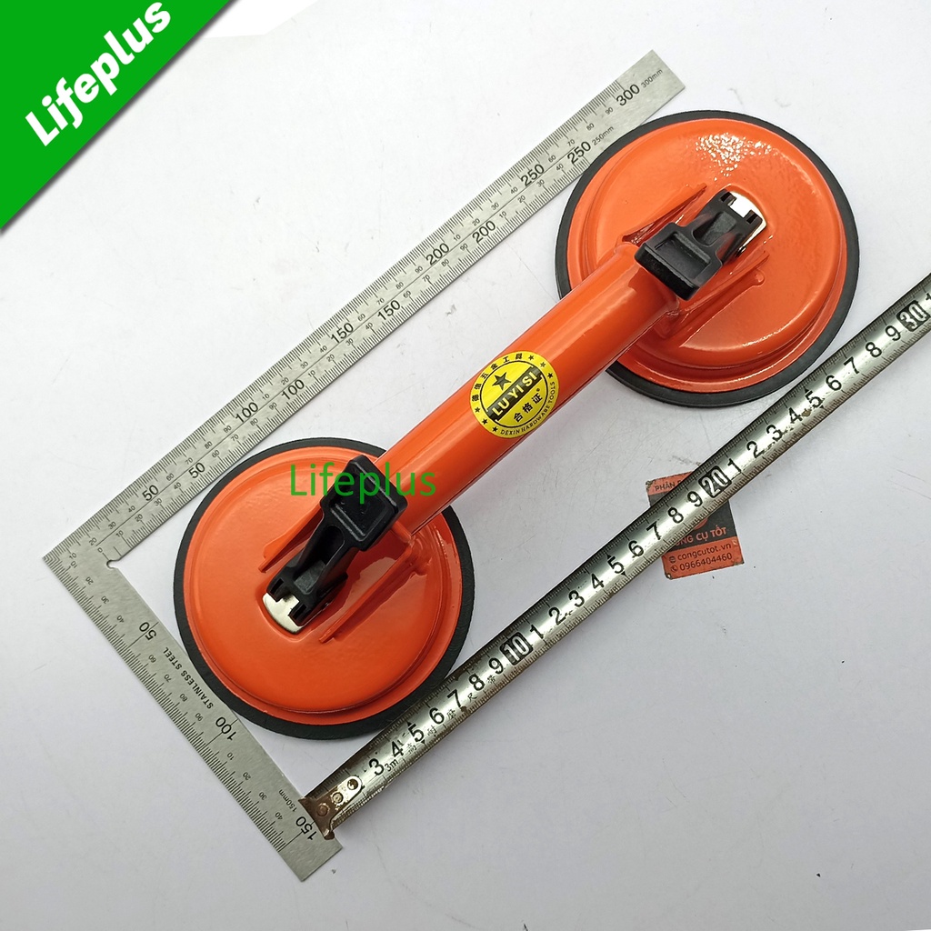 Hít kính hít gạch men 2 chấu sơn màu cam Ø118mm