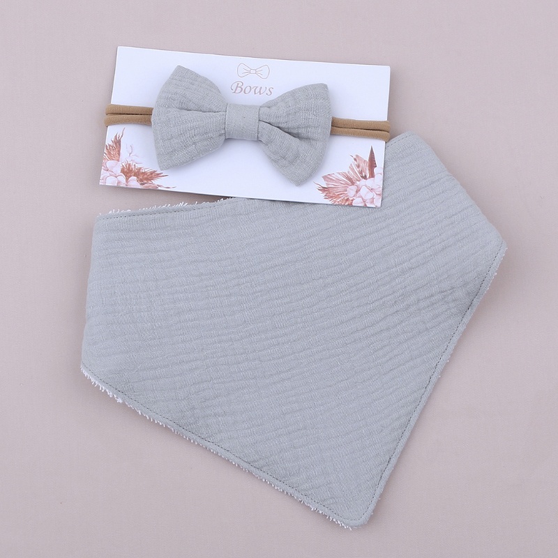 Set 2 Yếm Ăn Hình Tam Giác Thắt Nơ Xinh Xắn Cho Bé Gái