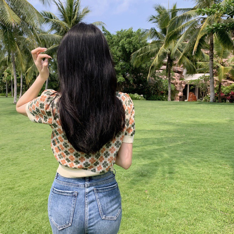 Áo Polo Ngắn Tay In Họa Tiết Phong Cách Retro Hàn Quốc