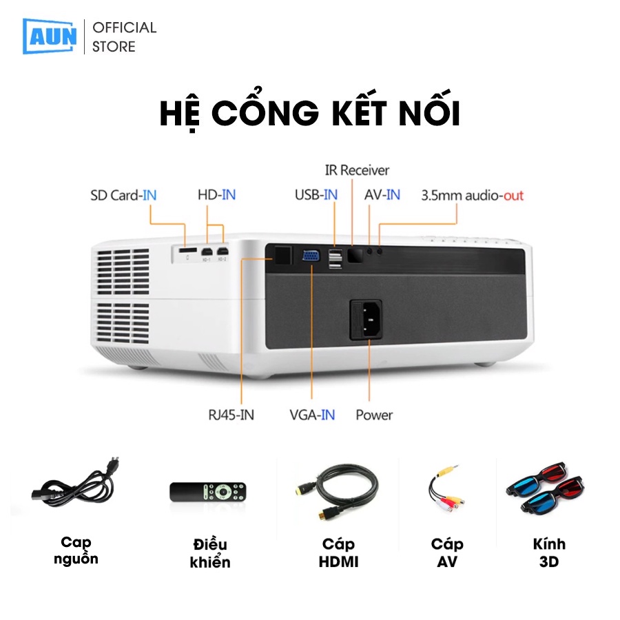 [PHIÊN BẢN NÂNG CẤP 2023] Máy chiếu FullHD AUN F175S Pro - Độ sáng cao, Độ nét cao, Tích hợp Android, Kết nối điện thoại